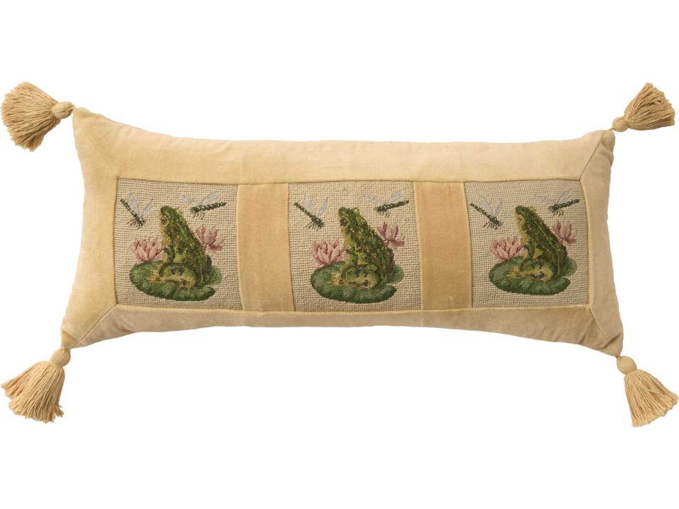 Mina Victory Vintage Frog Seafoam Accent Pillow 12 x 28