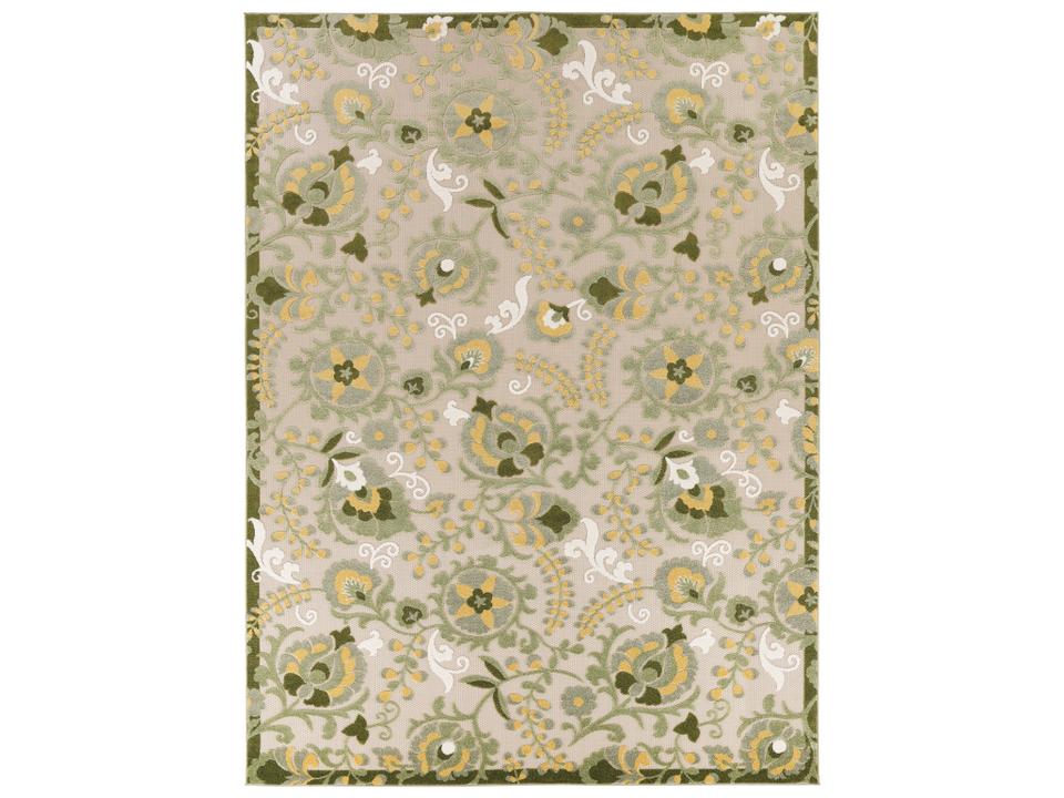 Aloha Indoor Outdoor Floral Area Rug in Ivory Multi