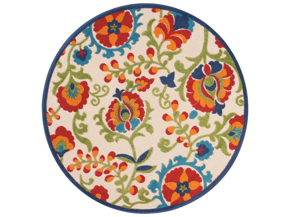 Aloha ALH17 Multicolor Floral Indoor Outdoor Round Area Rug