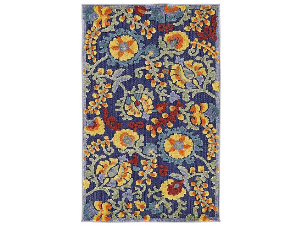 Aloha ALH17 Navy Multicolor Floral Indoor Outdoor Area Rug