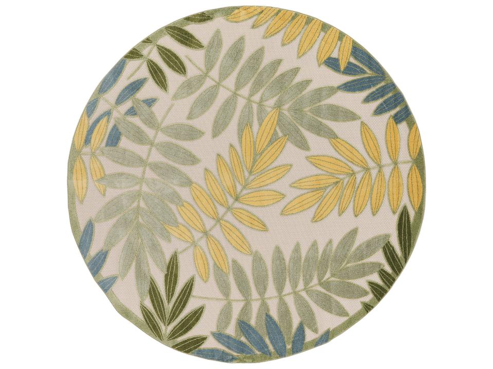 Aloha ALH18 Green Multicolor Round Indoor Outdoor Area Rug 5'3"