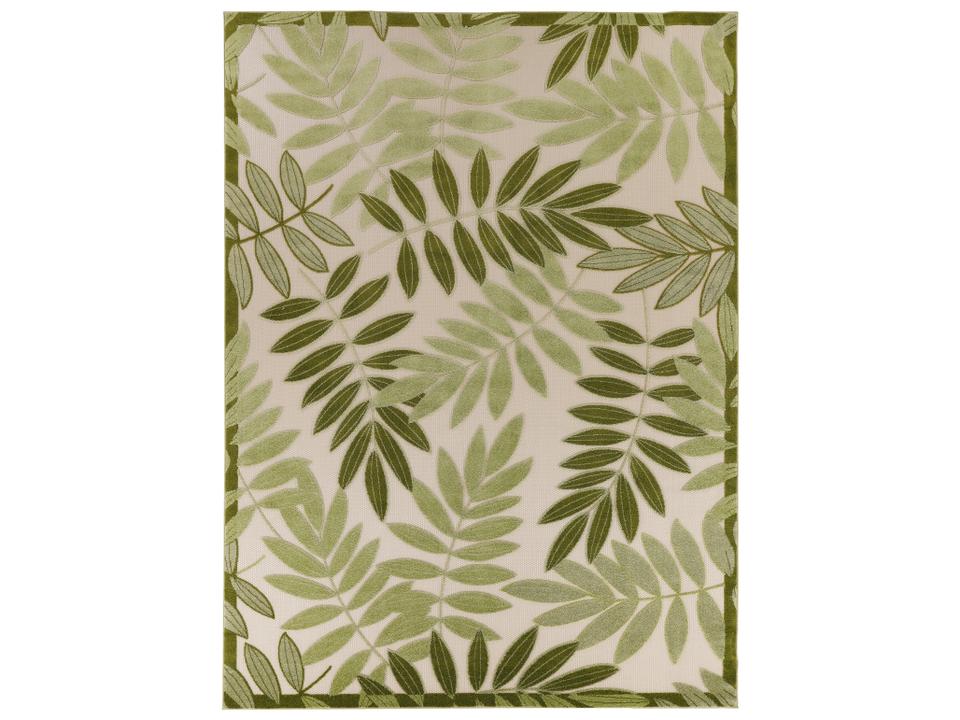 Aloha Indoor Outdoor Area Rug Floral Design in Ivory Green