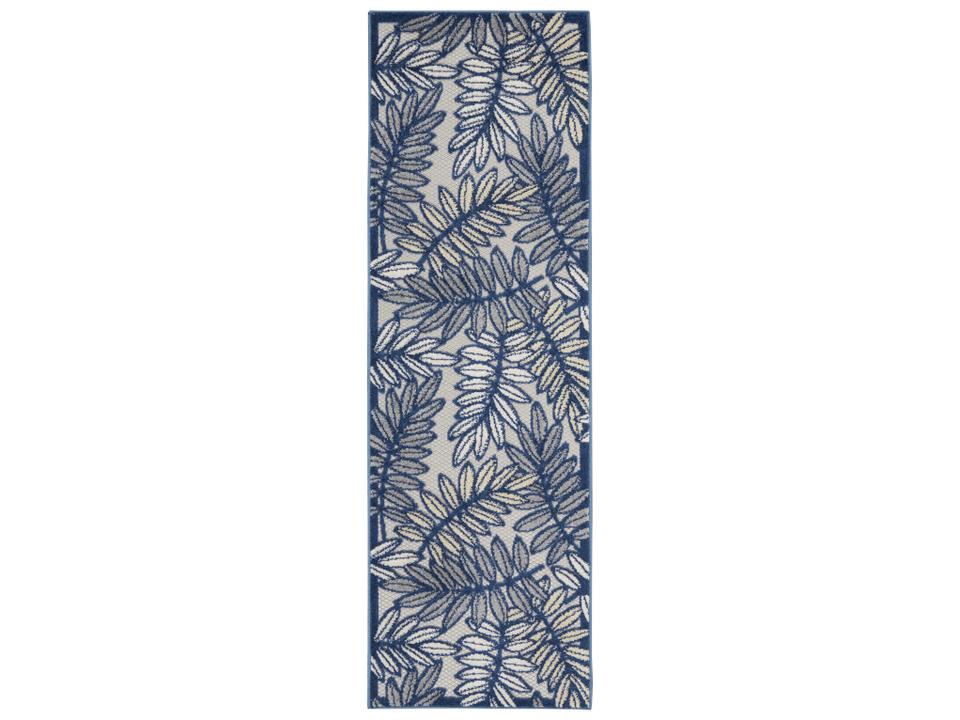 Aloha ALH18 Ivory and Navy Floral Indoor Outdoor Runner Rug