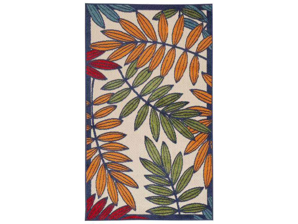 Aloha Multicolor Oversized Leaf Polypropylene Indoor Outdoor Area Rug