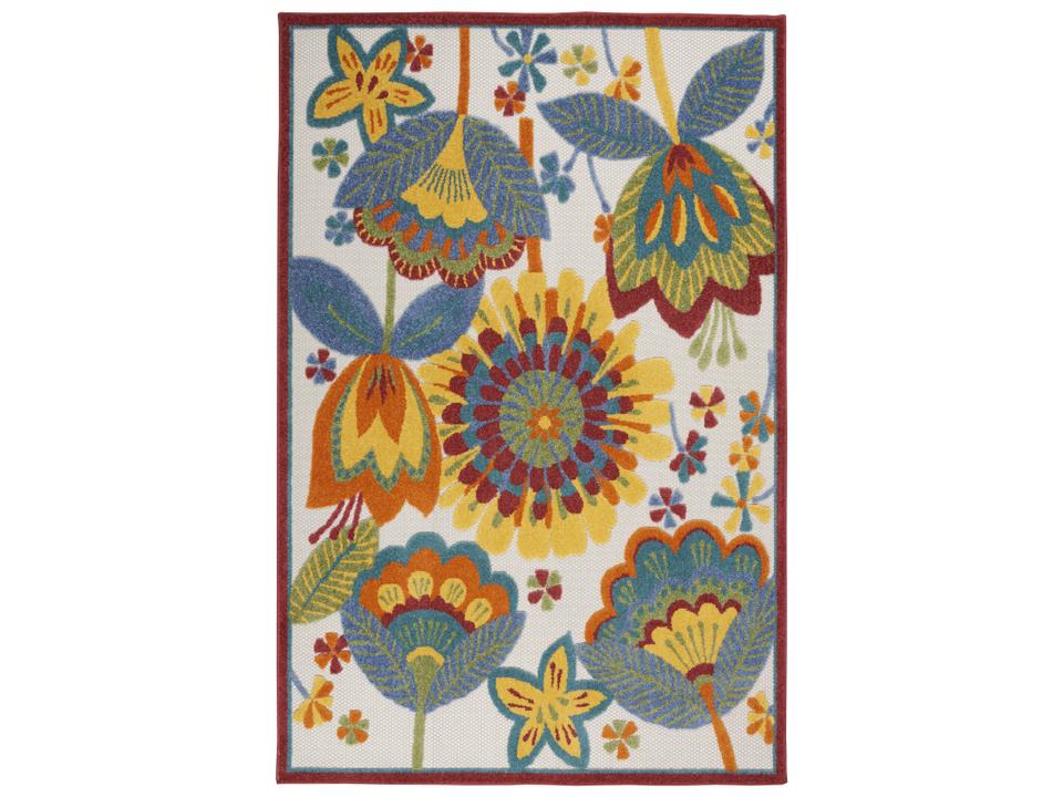 Aloha Collection Floral Indoor Outdoor Area Rug Multicolor