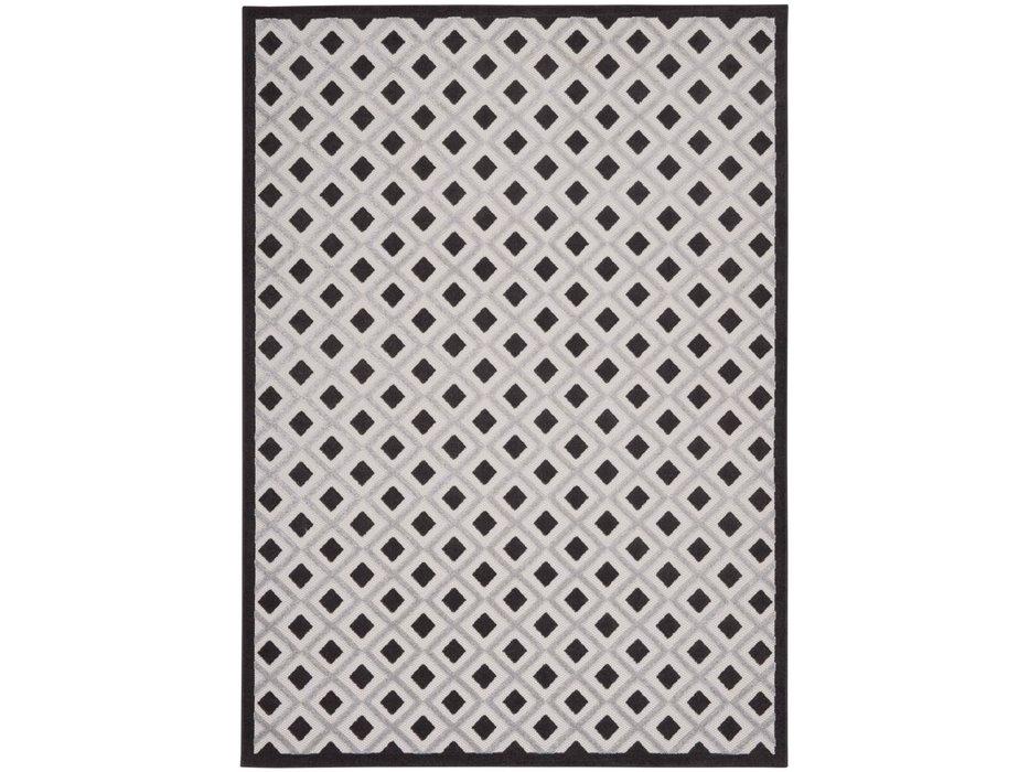 Aloha Modern Diamond Indoor Outdoor Area Rug in Black and White