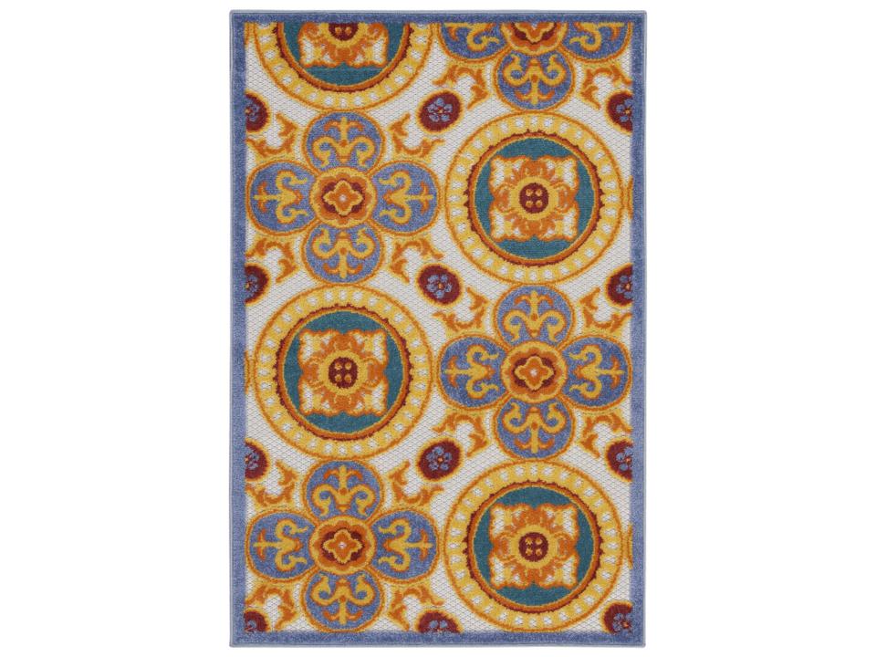 Aloha ALH30 Multicolor Indoor Outdoor Area Rug with Spanish Tile Pattern