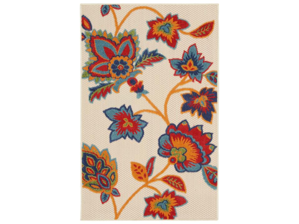Aloha Multicolor Floral Polypropylene Indoor Outdoor Area Rug