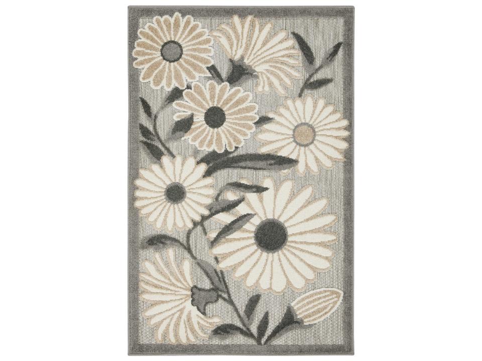 Aloha ALH33 Floral Indoor Outdoor Area Rug in Beige