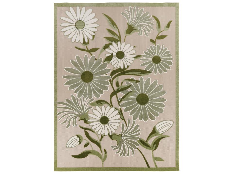 Aloha Ivory Green Floral Indoor Outdoor Area Rug