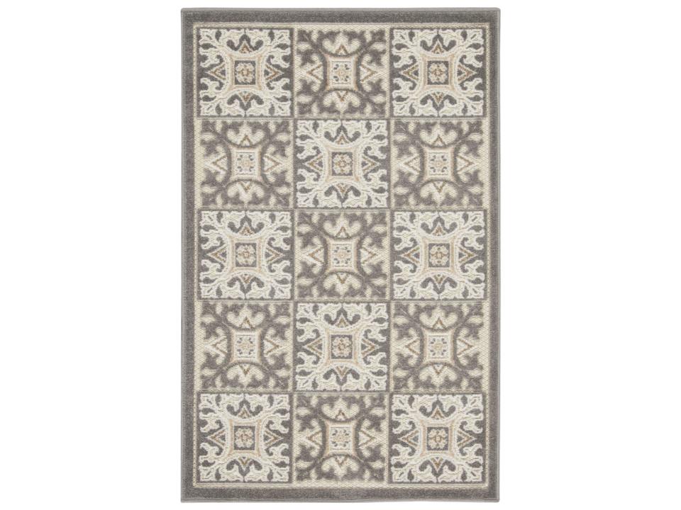 Aloha ALH34 Contemporary Geometric Indoor Outdoor Area Rug in Ivory Grey