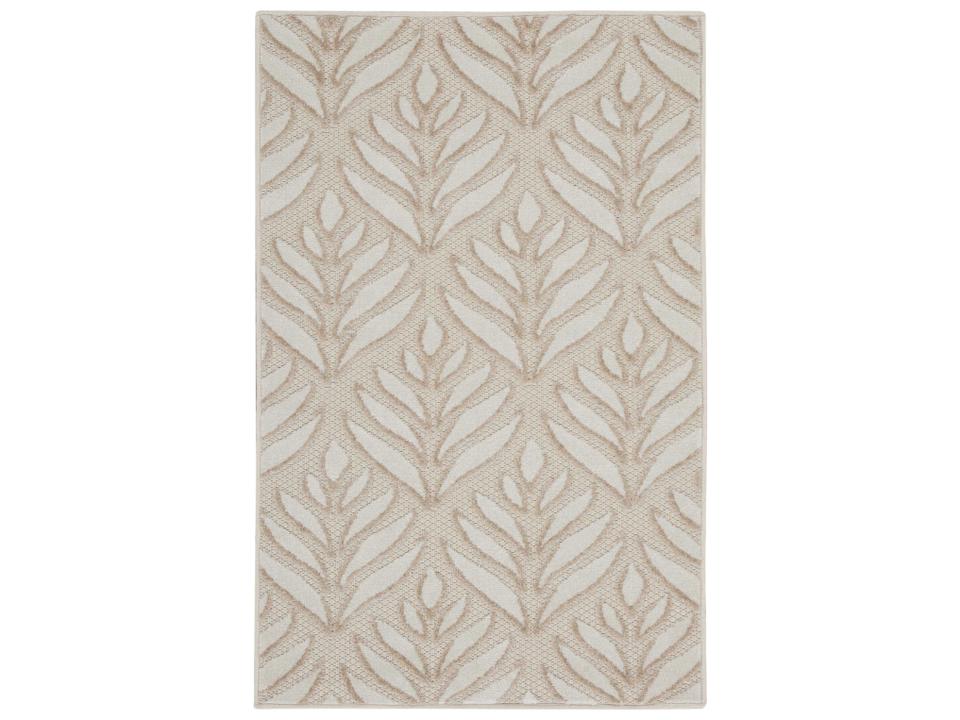 Aloha ALH35 Tropical Palm Indoor Outdoor Area Rug in Ivory Grey