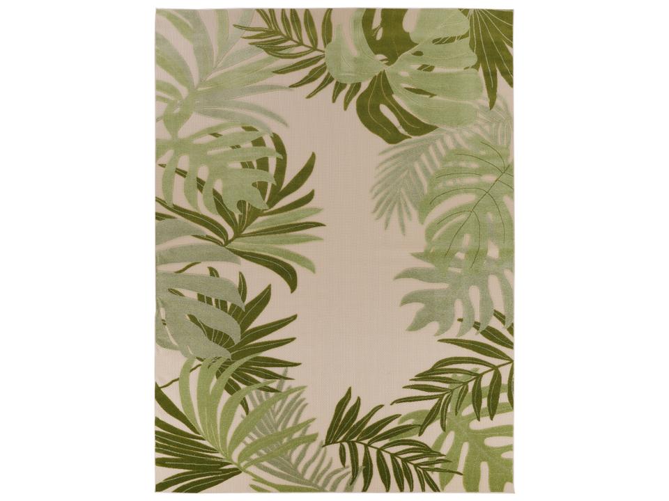 Aloha ALH40 Tropical Indoor Outdoor Area Rug in Ivory Green
