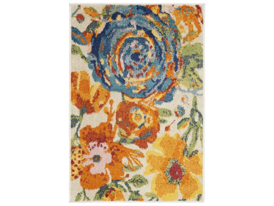 Allur Collection Ivory Multicolor Floral Polypropylene Area Rug Runner