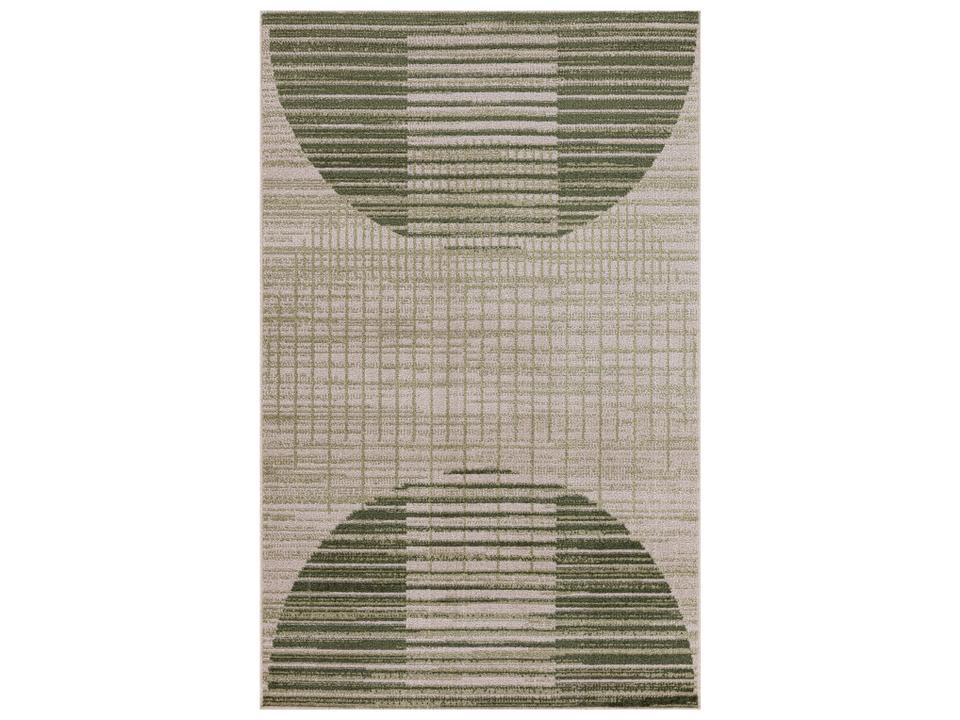 Astra Machine Washable Ivory Olive Geometric Area Rug