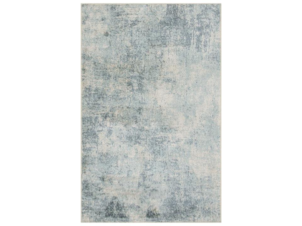 Astra Machine Washable Abstract Area Rug in Blue Ivory