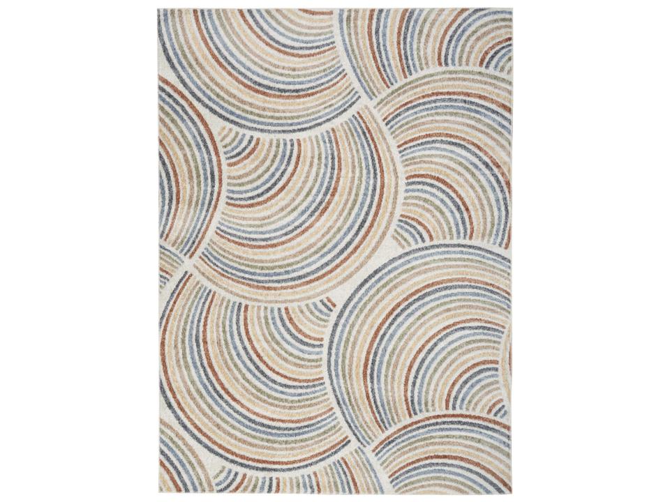Astra Machine Washable Geometric Area Rug in Ivory Multicolor