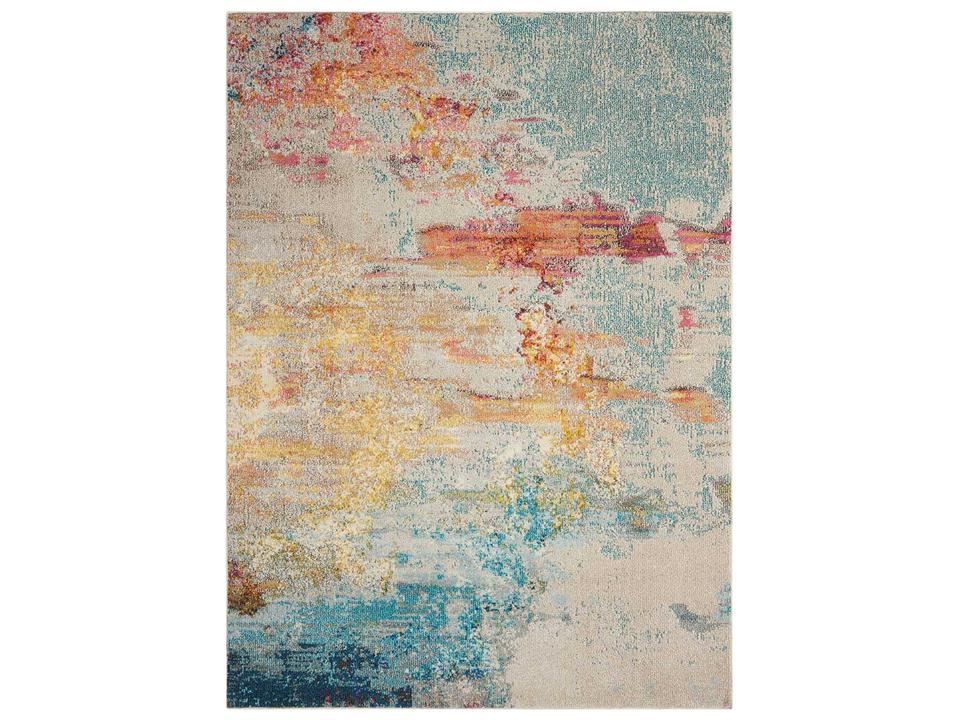 Celestial Sealife Abstract Area Rug in Multicolor Polypropylene