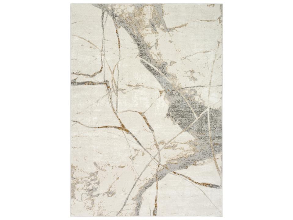 Compass Abstract Machine-Made Area Rug in Ivory Multicolor