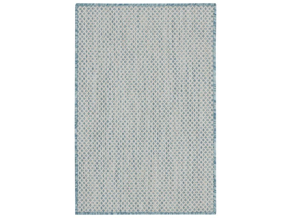 Courtyard COU01 Ivory Aqua Geometric Indoor Outdoor Area Rug