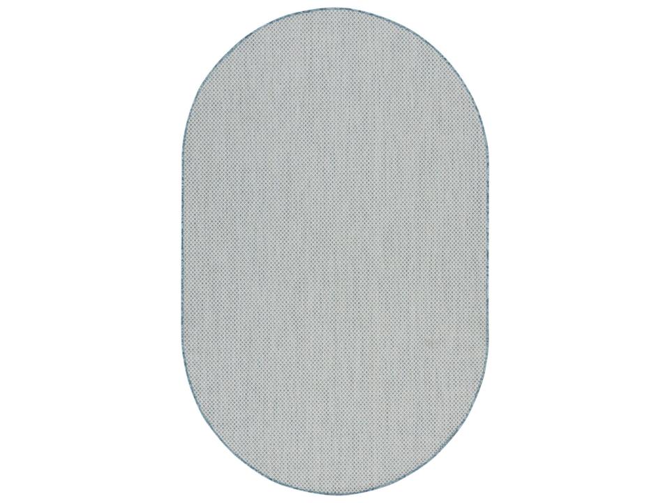 Courtyard Oval Area Rug in Ivory Aqua