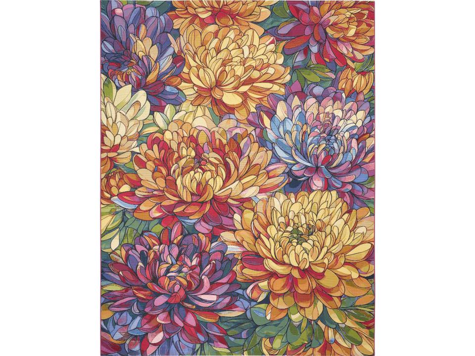 Color Splash Floral Indoor Outdoor Flatweave Area Rug Multicolor