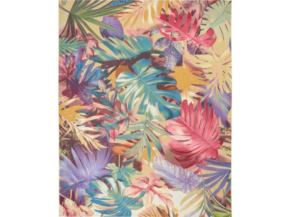 Color Splash Floral Indoor Outdoor Flatweave Area Rug in Multi