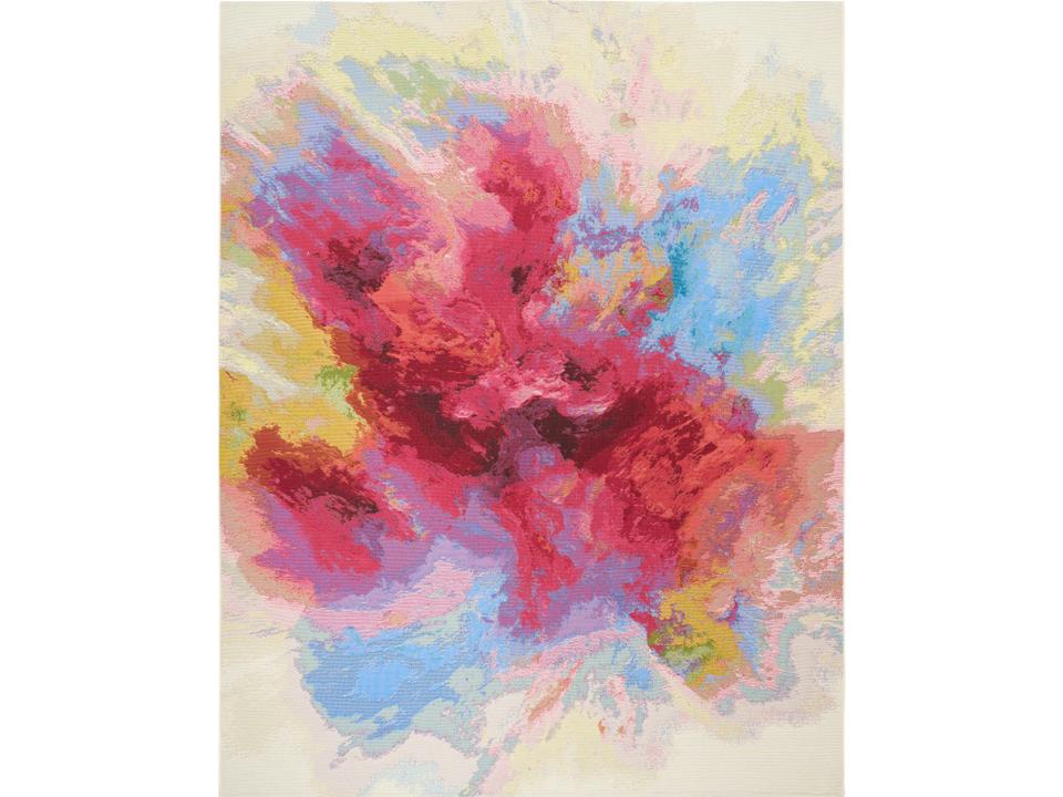 Color Splash Abstract Indoor Outdoor Area Rug Ivory Multicolor