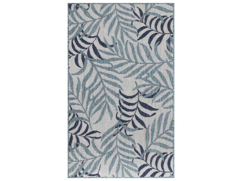 Garden Oasis Floral Indoor Outdoor Flatweave Area Rug in Blue