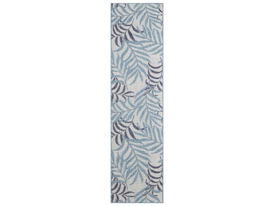 Garden Oasis Floral Indoor Outdoor Runner Area Rug in Blue