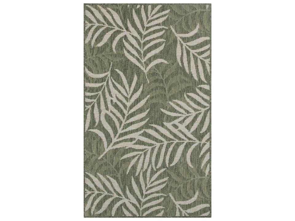 Garden Oasis Tropical Leaf Indoor Outdoor Area Rug Green and Ivory