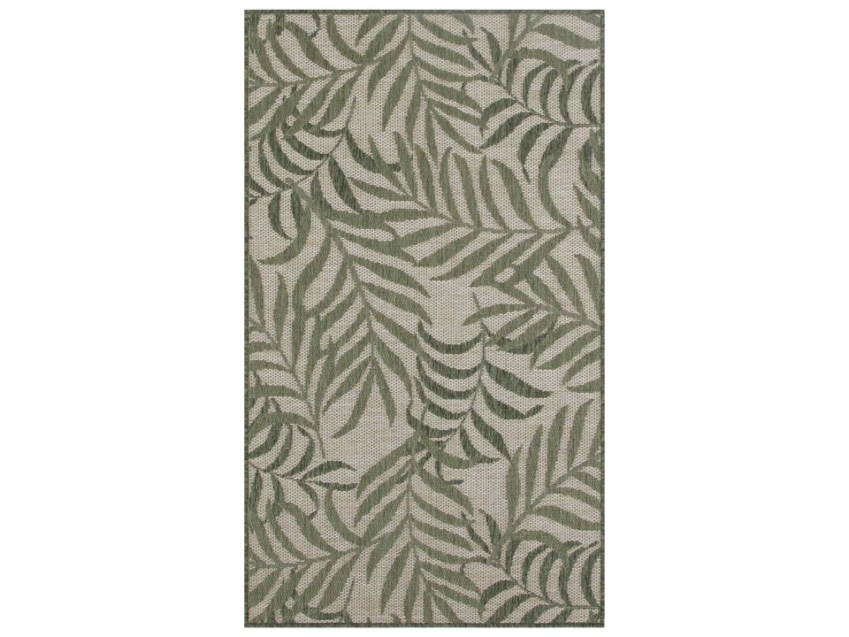 Garden Oasis Indoor Outdoor Rectangular Area Rug with Tropical Palm Leaf Design