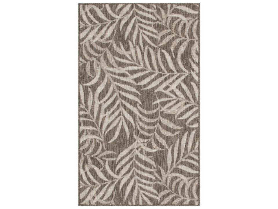 Garden Oasis Floral Indoor Outdoor Area Rug in Mocha