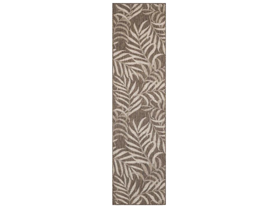 Garden Oasis Floral Runner Area Rug in Mocha