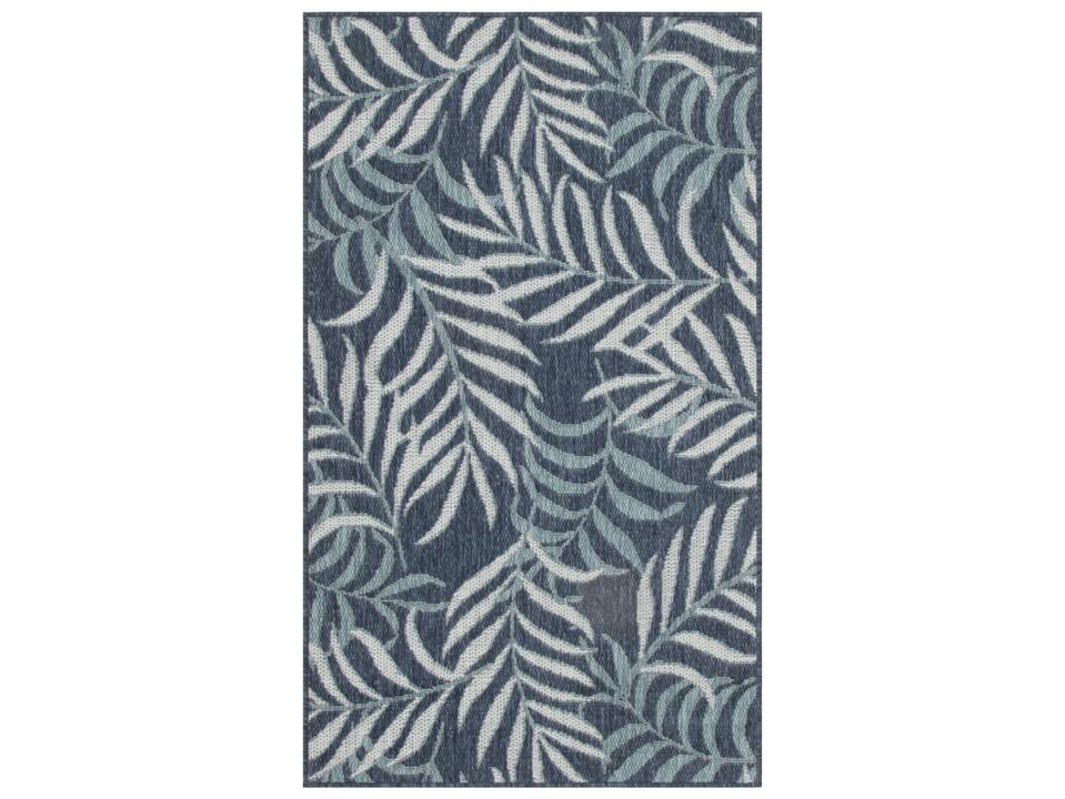 Garden Oasis Floral Indoor Outdoor Area Rug in Navy