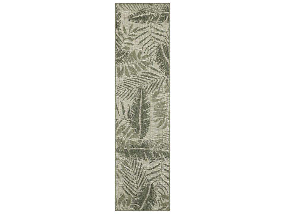 Garden Oasis Floral Runner Area Rug in Ivory Green