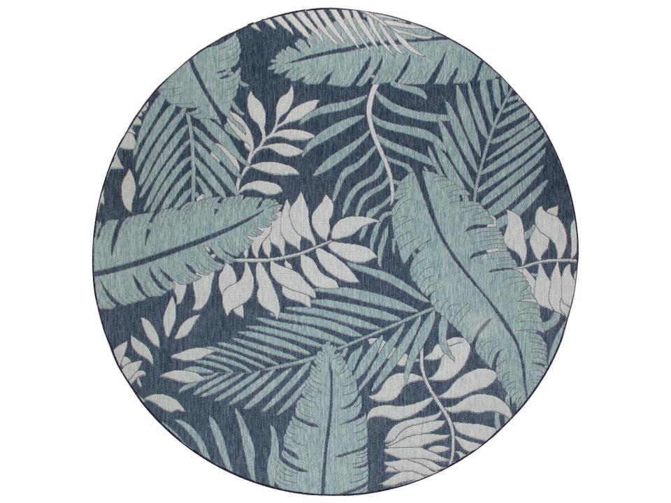 Garden Oasis Floral Indoor Outdoor Area Rug in Navy
