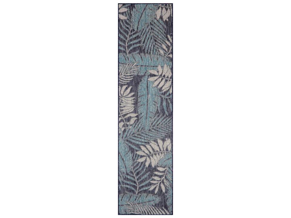 Garden Oasis Floral Indoor Outdoor Runner Area Rug Navy