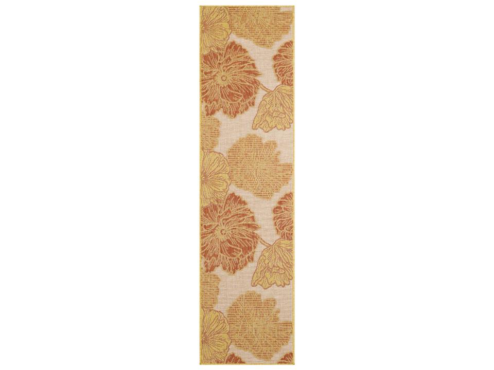 Garden Oasis Floral Indoor Outdoor Runner Area Rug in Coral