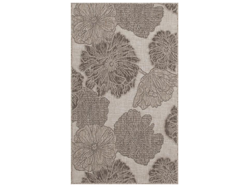 Garden Oasis Floral Power-Loomed Indoor Outdoor Area Rug in Natural