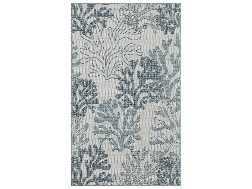 Garden Oasis Floral Indoor Outdoor Area Rug in Blue