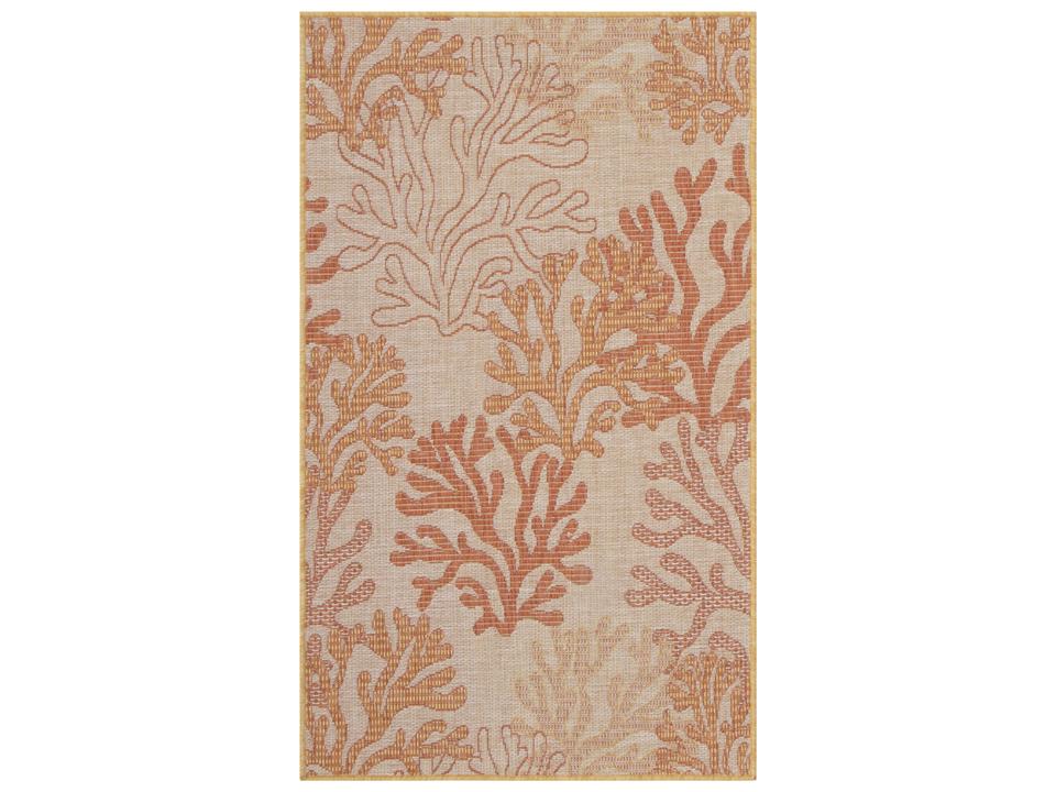 Garden Oasis Floral Area Rug in Coral
