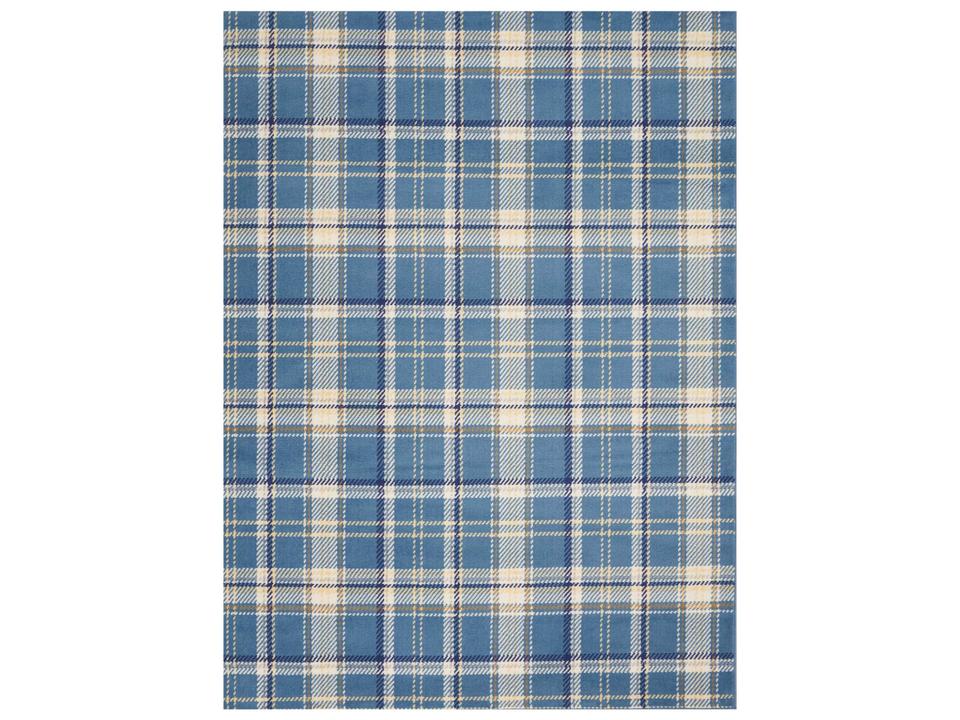 Grafix Plaid Area Rug in Blue and Beige