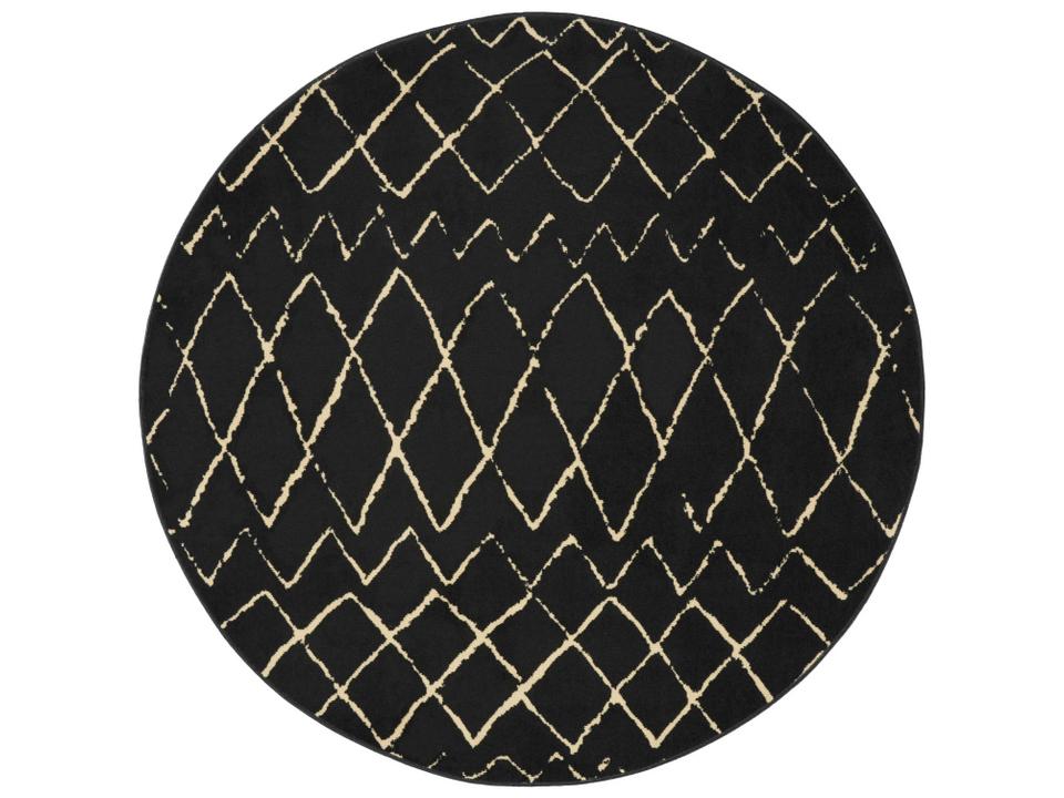 Grafix Geometric Round Area Rug in Black