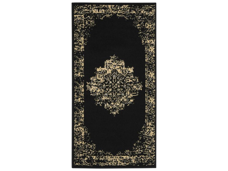 Grafix Distressed Persian Area Rug in Black and Cream