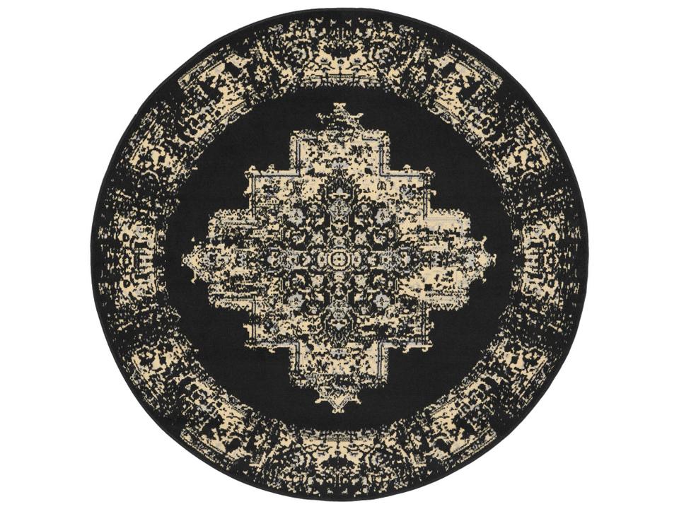 Grafix 5'3" Round Black Persian Medallion Area Rug