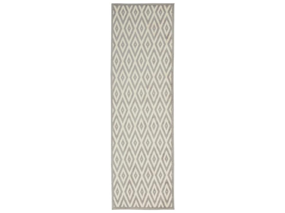 Grafix Geometric Runner Area Rug in White and Grey