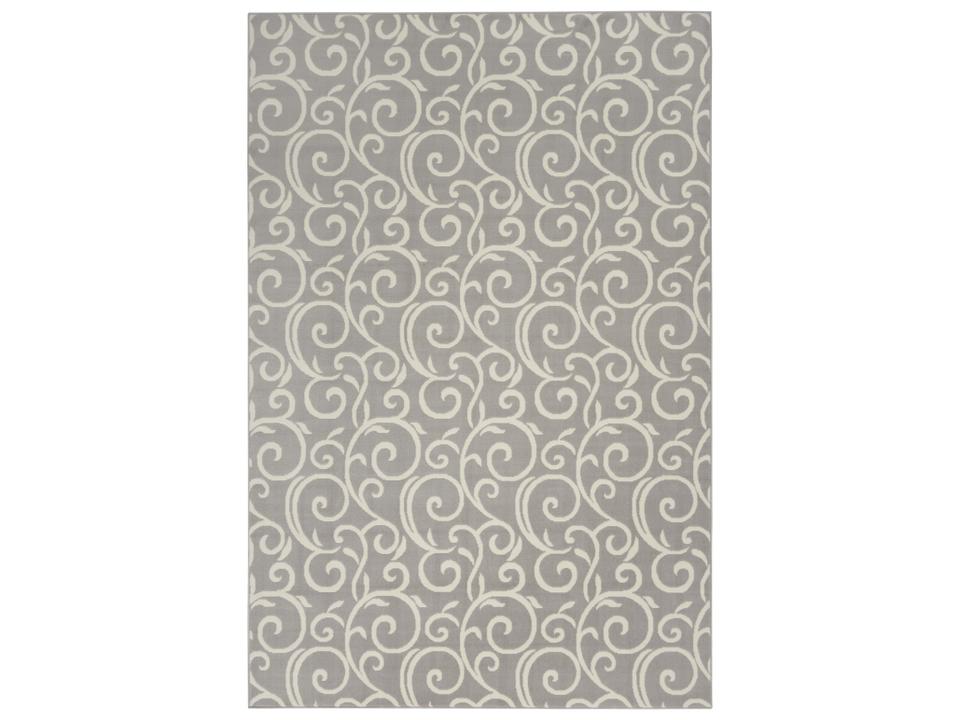 Grafix Damask Pattern Area Rug in Grey