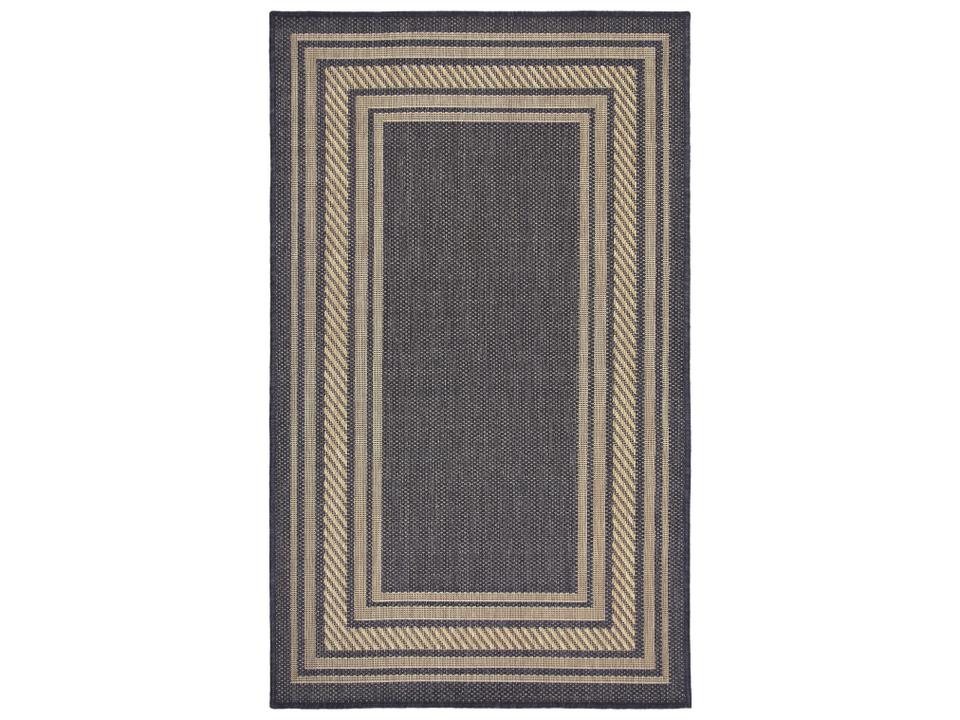 Horizon Bordered Indoor Outdoor Area Rug with High-Low Texture