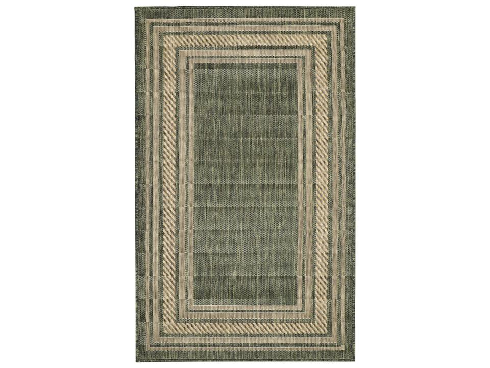 Horizon Indoor Outdoor Area Rug with Geometric Border in Green